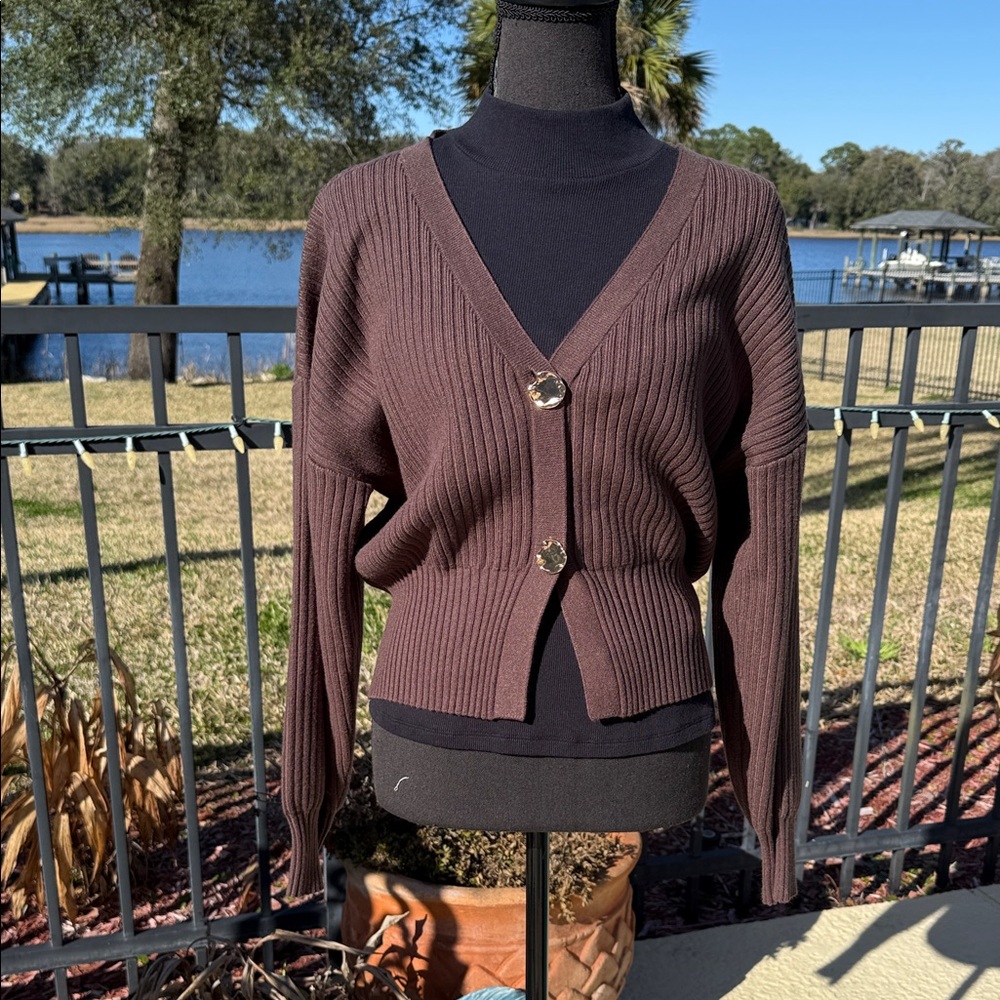 Commense Chocolate Brown Women's Cardigan - Picture 3 of 9